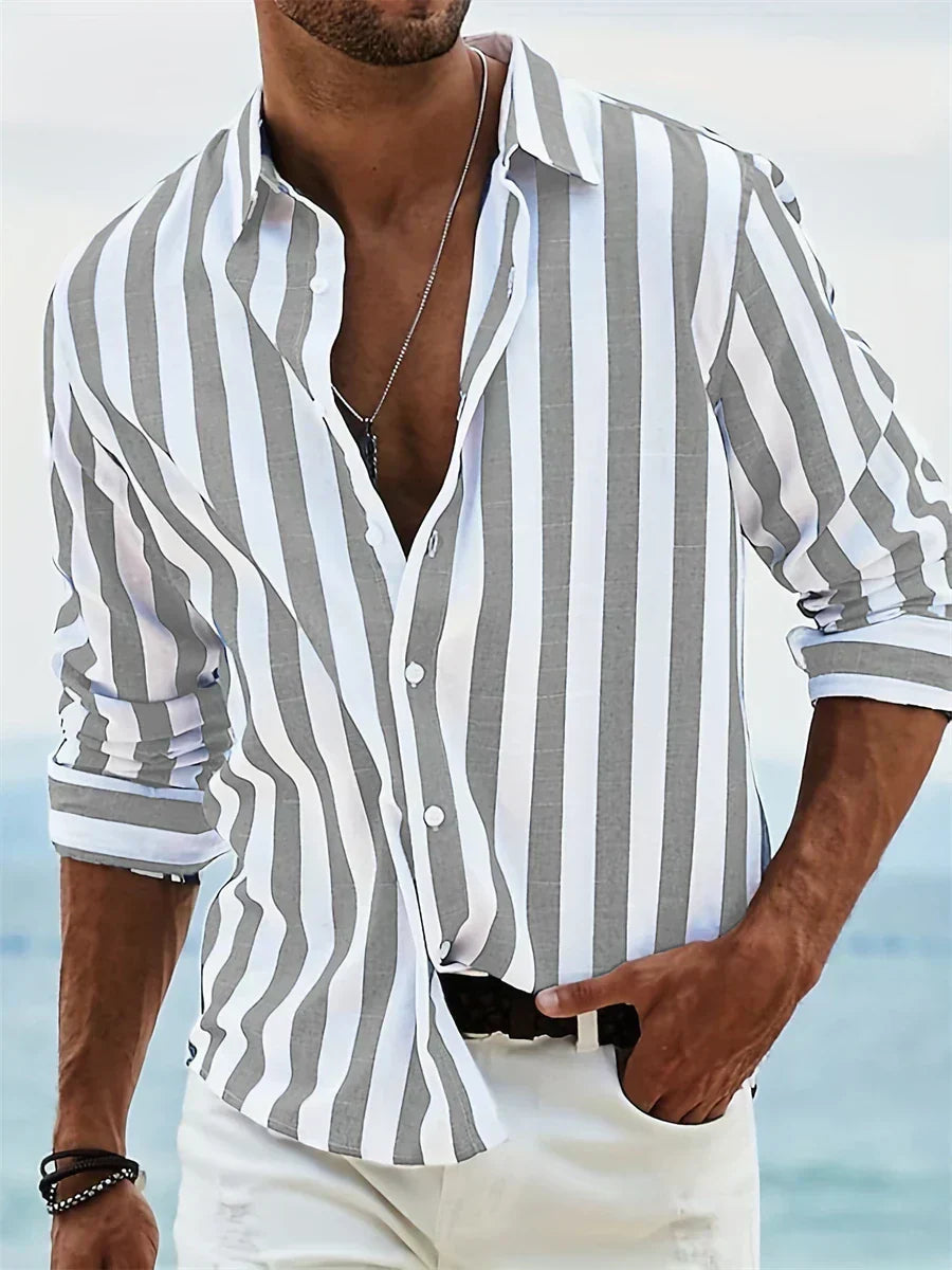 Archie | Men’s Casual Striped Summer Shirt with Button Front