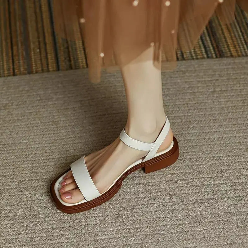 Women’s Black Flat Sandals – Open Toe Ankle Strap Comfort Sandals for Summer Casual Vacation
