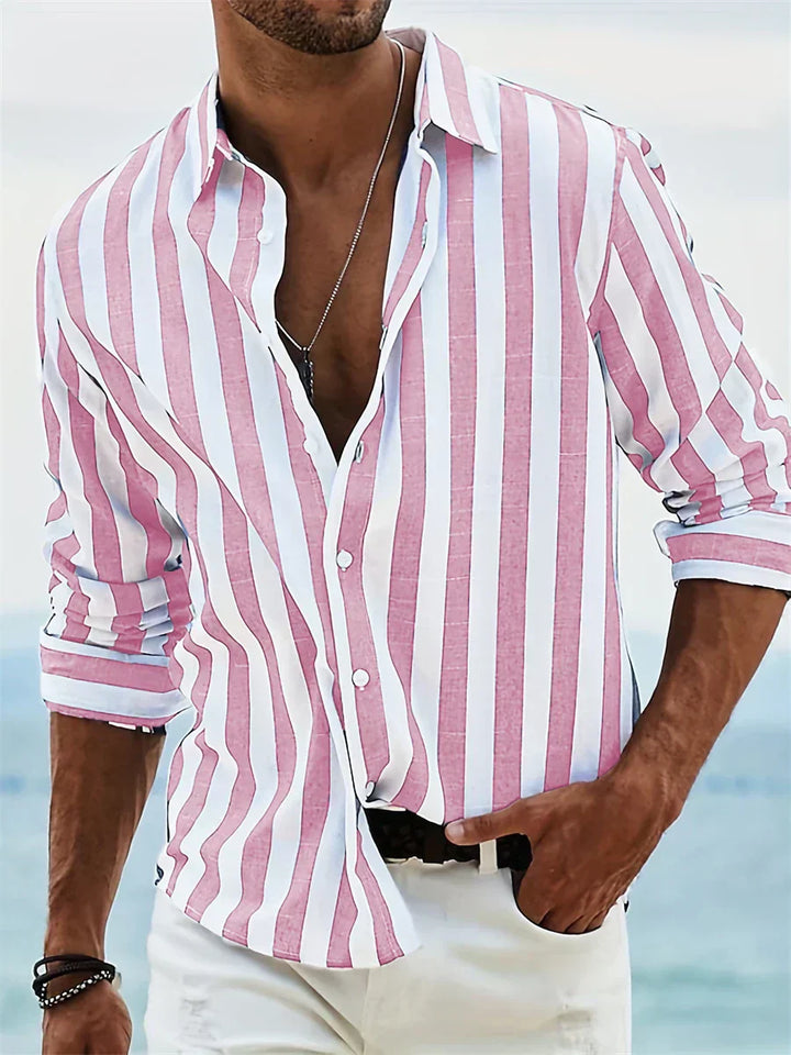 Archie | Men’s Casual Striped Summer Shirt with Button Front