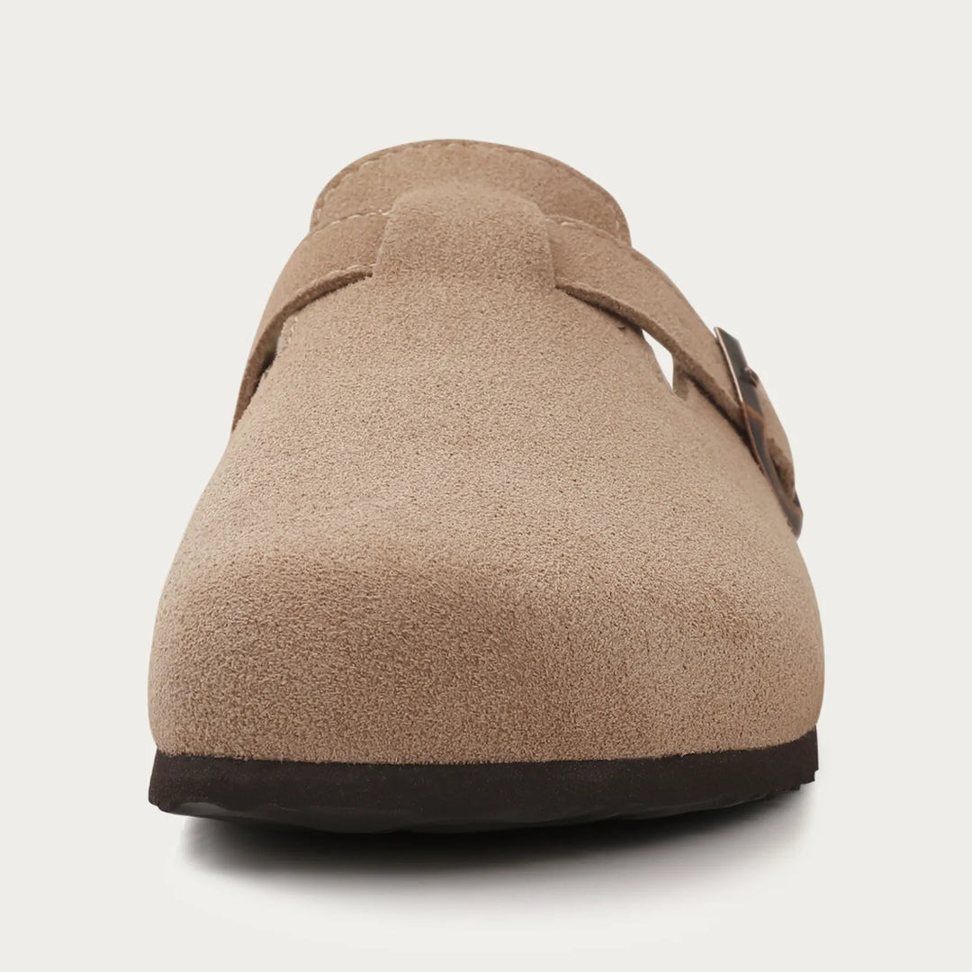 Max | Men’s Casual Suede Clog Mules with Buckle Strap
