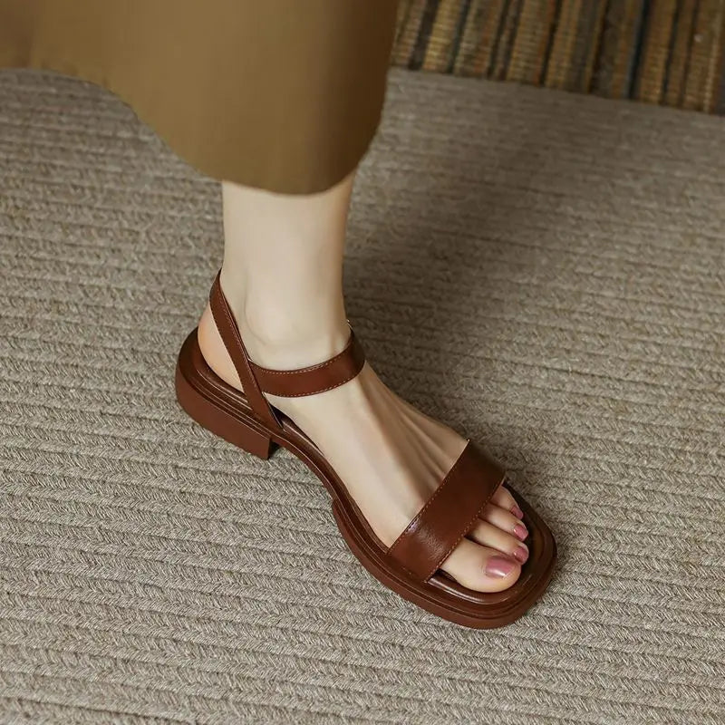 Women’s Black Flat Sandals – Open Toe Ankle Strap Comfort Sandals for Summer Casual Vacation