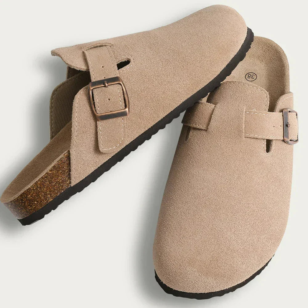 Max | Men’s Casual Suede Clog Mules with Buckle Strap