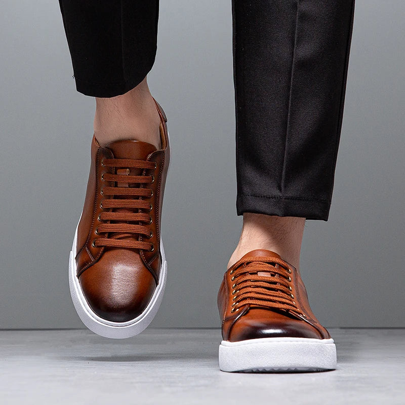 Edward | Formal Leather Men's Trainers with Lace-Up Design