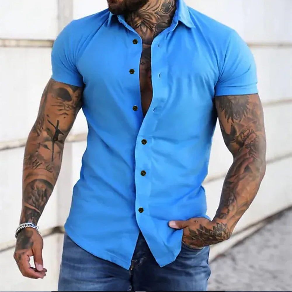 Men's Slim Fit Short Sleeve Casual Shirt