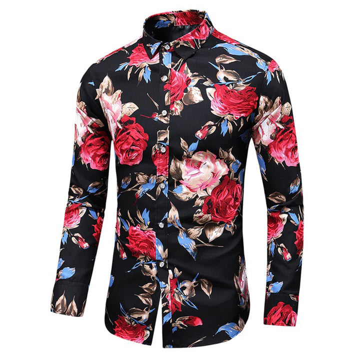 Men's Floral Long Sleeve Casual Shirt