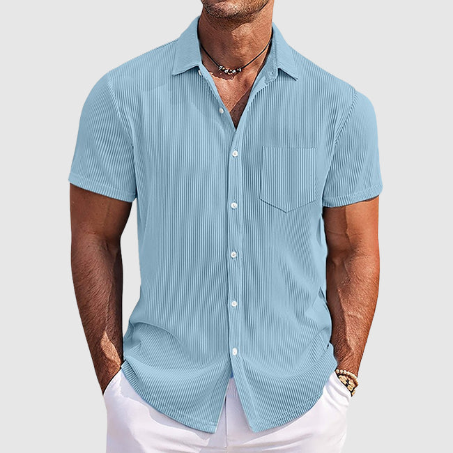 Miles | Men’s Textured Short Sleeve Shirt with Button Front