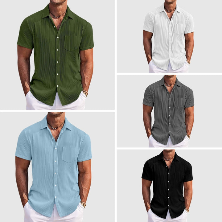 Miles | Men’s Textured Short Sleeve Shirt with Button Front