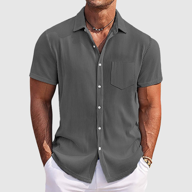 Miles | Men’s Textured Short Sleeve Shirt with Button Front