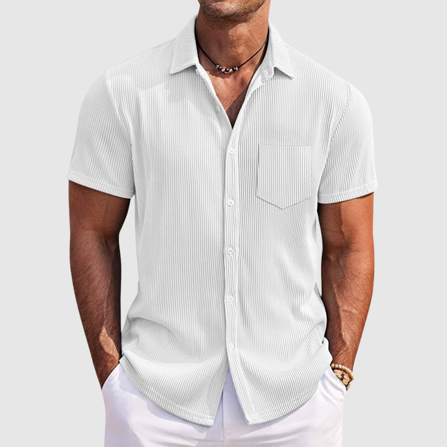 Miles | Men’s Textured Short Sleeve Shirt with Button Front