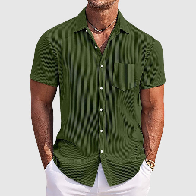 Miles | Men’s Textured Short Sleeve Shirt with Button Front