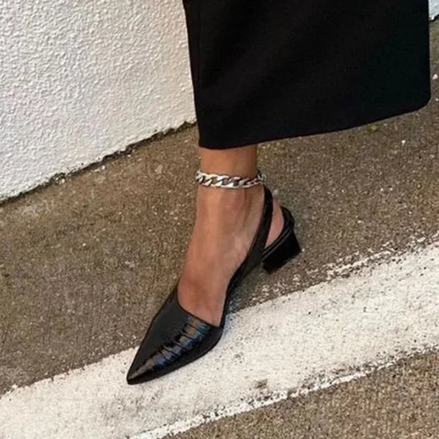 Amelia | Women’s Elegant Slingback Pointed-Toe Heels with Block Heel