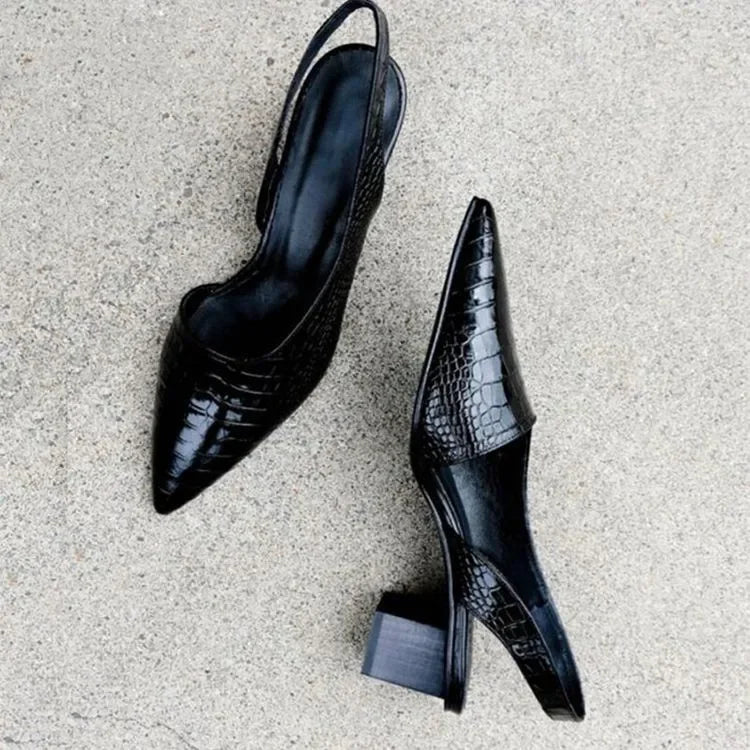 Amelia | Women’s Elegant Slingback Pointed-Toe Heels with Block Heel