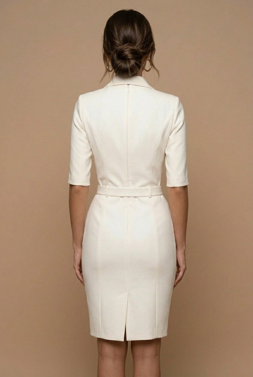 Women's Blazer Mini Dress - Belted Bodycon - Three-Quarter Sleeve