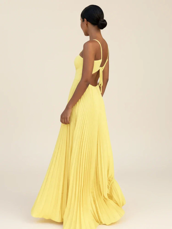 Women's Halter Backless Pleated Maxi Dress