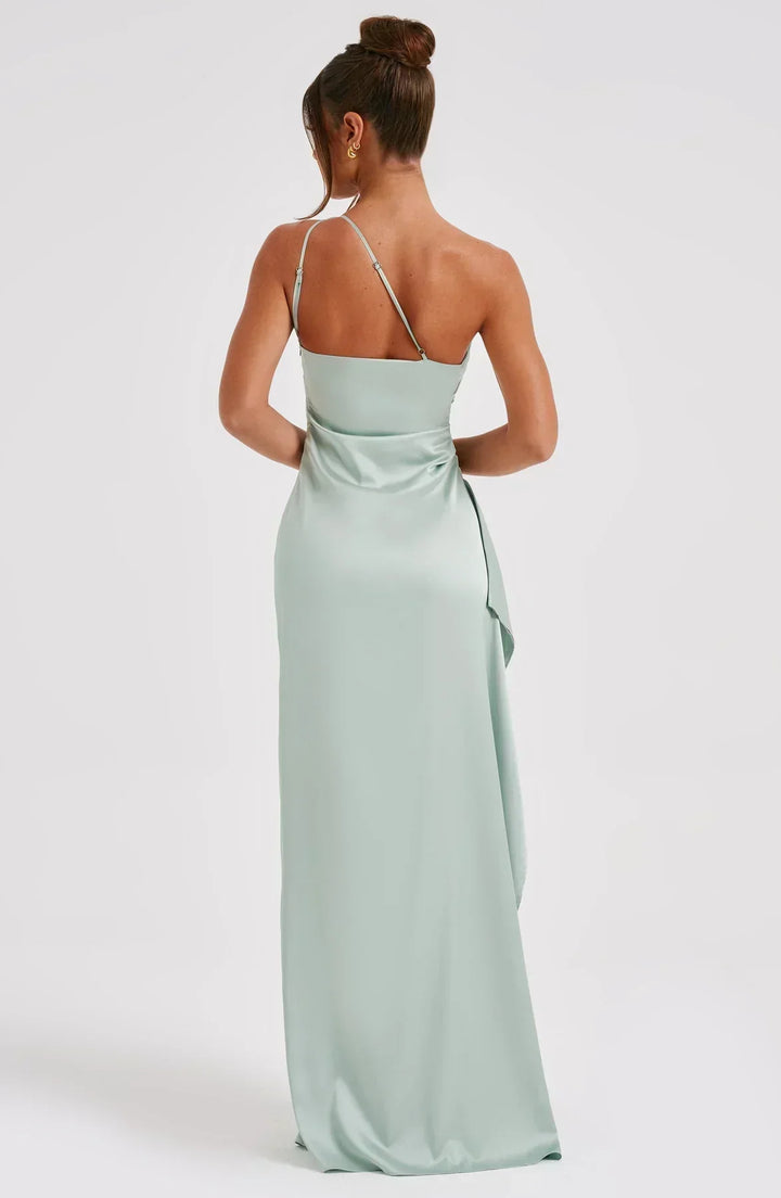 Women’s Asymmetric Evening Maxi Dress – Elegant Gown with High Split