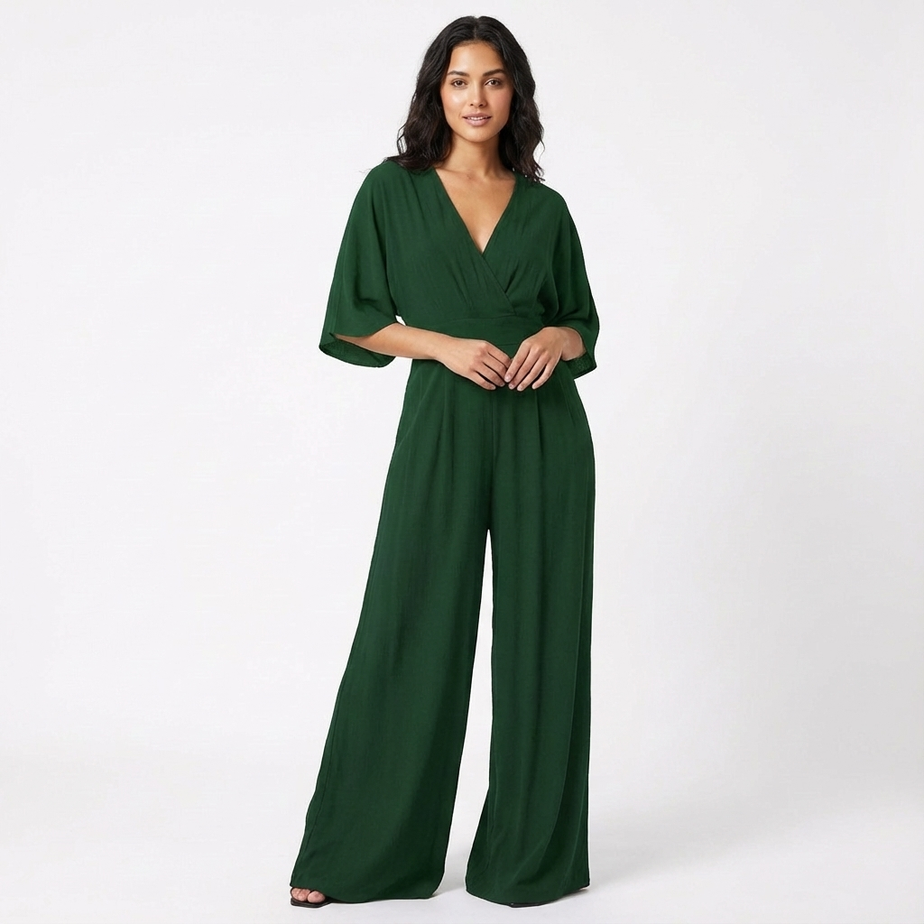 Rosie | Women’s Elegant Wide-Leg Jumpsuit with Half Sleeve