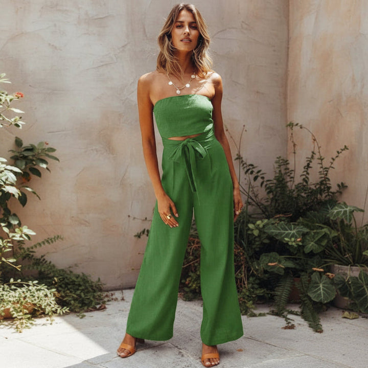Julie | Women’s Trendy Wide-Leg Jumpsuit with Tie Waist Belt