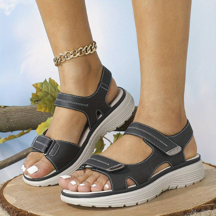 Women’s Black Sport Sandals – Adjustable Strap Comfort Walking Sandals for Summer Casual Vacation