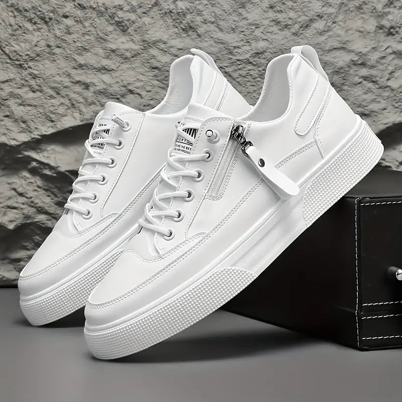 Cameron | Stylish Leather Men’s Trainers with Side Zip