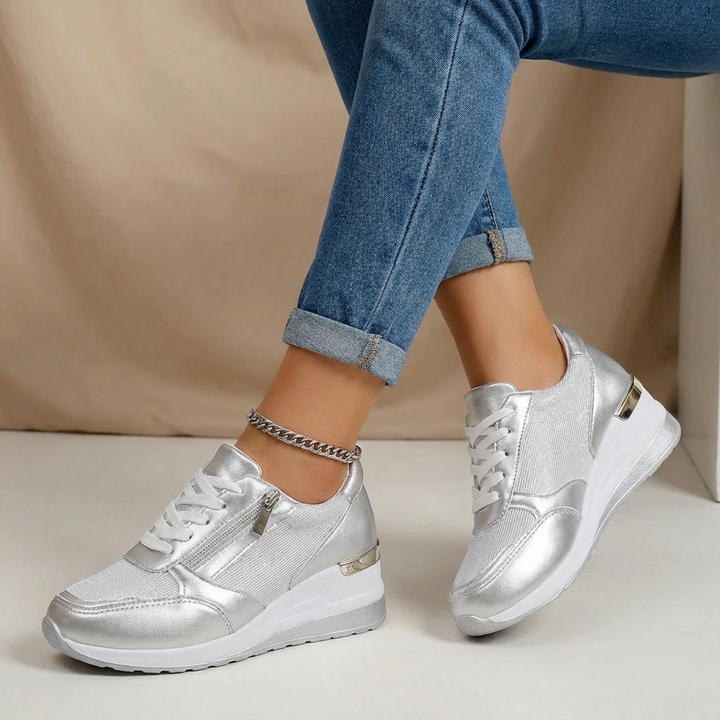 Olivia | Women’s Stylish Wedge Trainers with Side Zip
