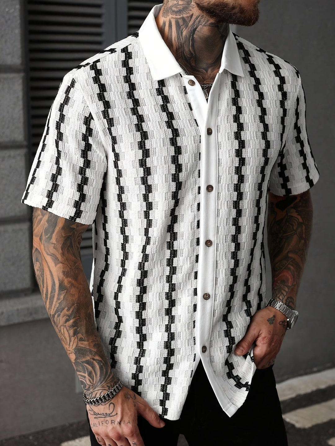 HARRINGTON OXFORD | STRIPED SHORT SLEEVE SHIRT FOR MEN