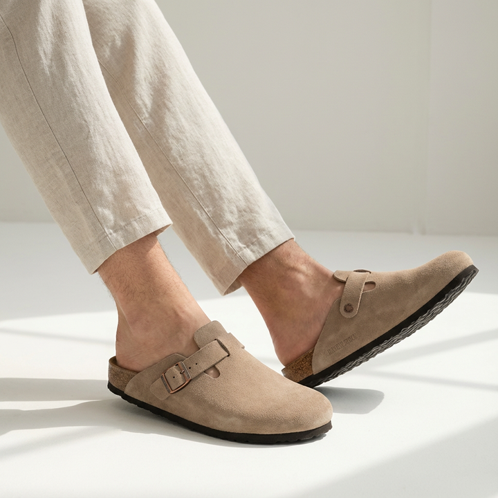 Max | Men’s Casual Suede Clog Mules with Buckle Strap