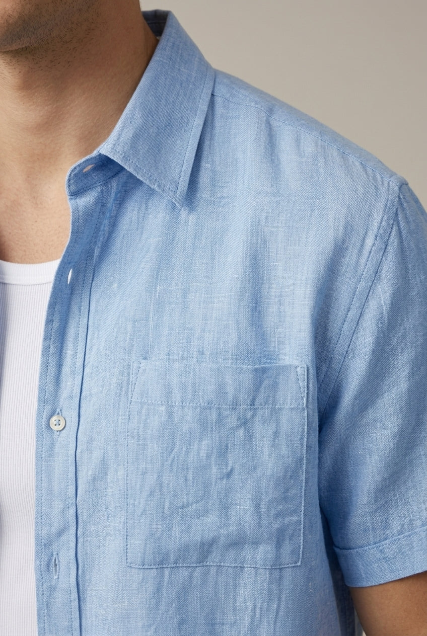 Men's Short Sleeve Linen Blend Shirt - Drawstring Shorts Two-Piece Set