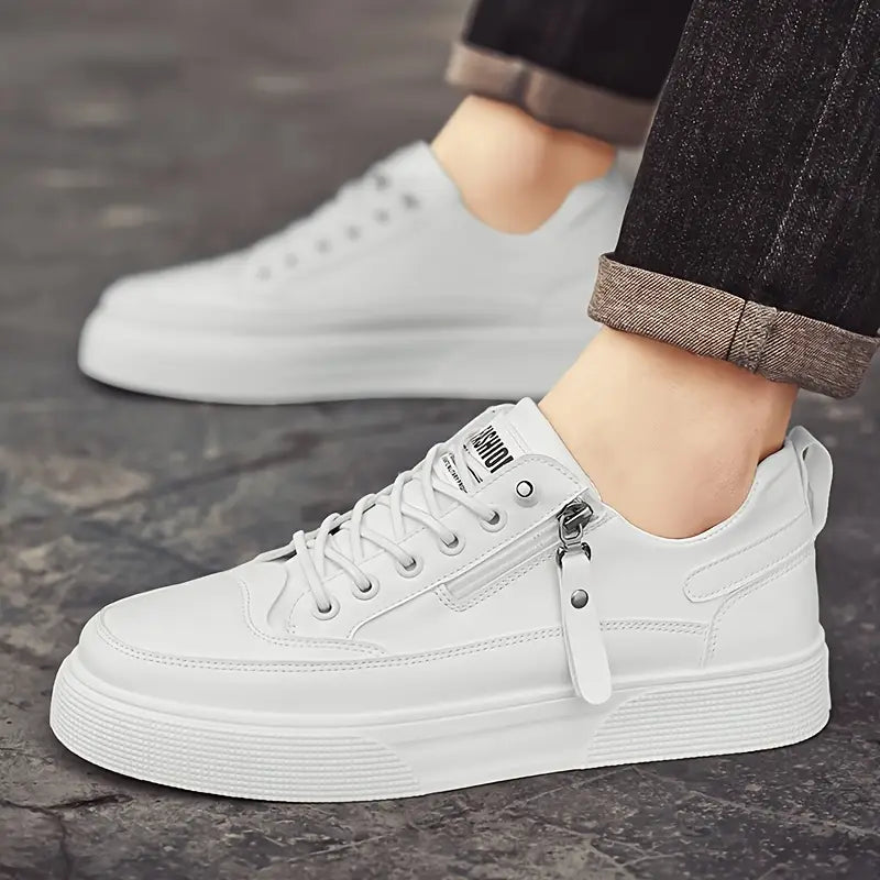 Cameron | Stylish Leather Men’s Trainers with Side Zip
