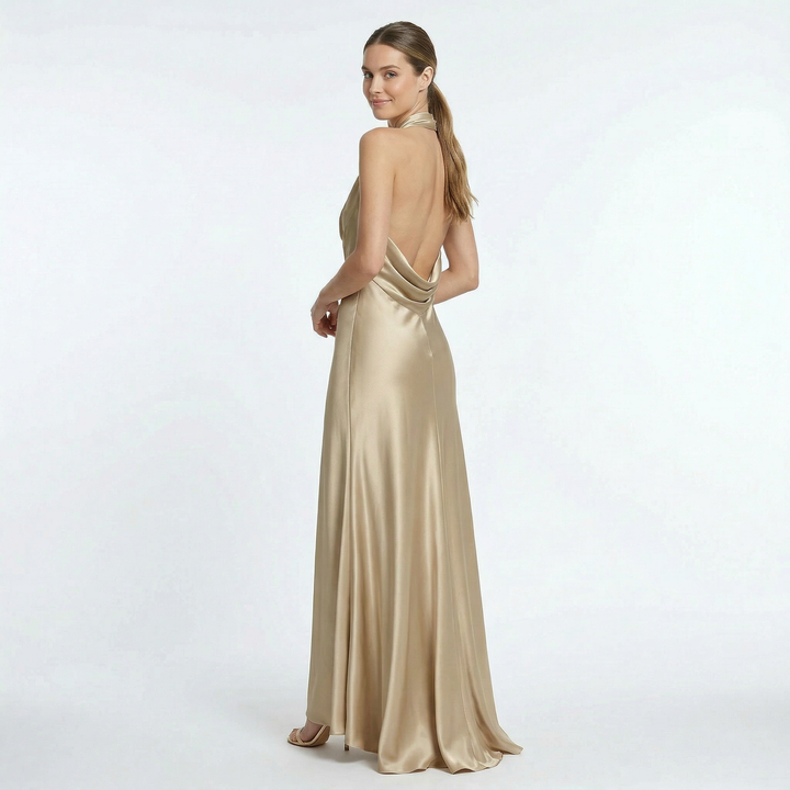 Birchbourne Halter Neck Satin Maxi Dress – Evening