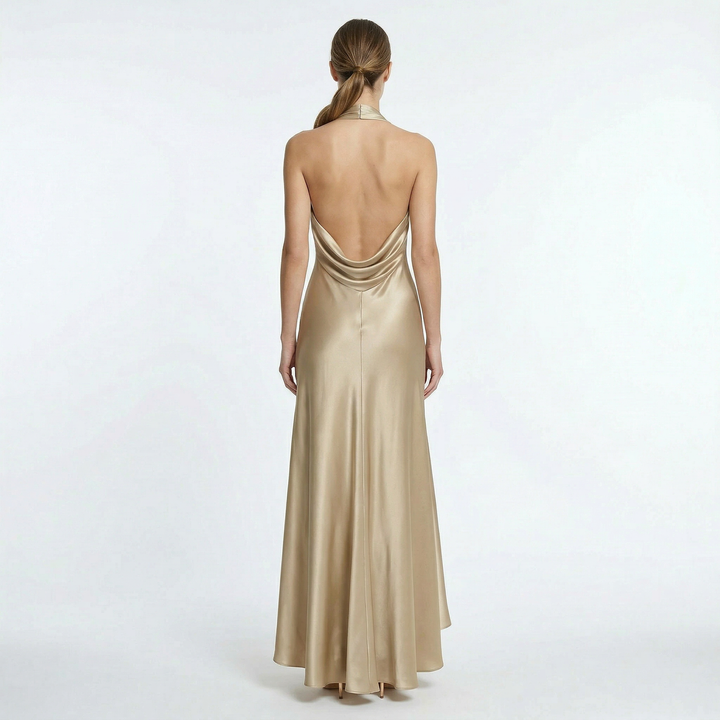 Birchbourne Halter Neck Satin Maxi Dress – Evening