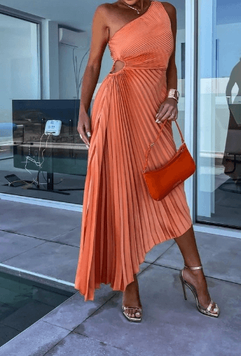 Vivienne | Women’s Elegant Maxi Wedding Guest Dress with One Shoulder Neckline