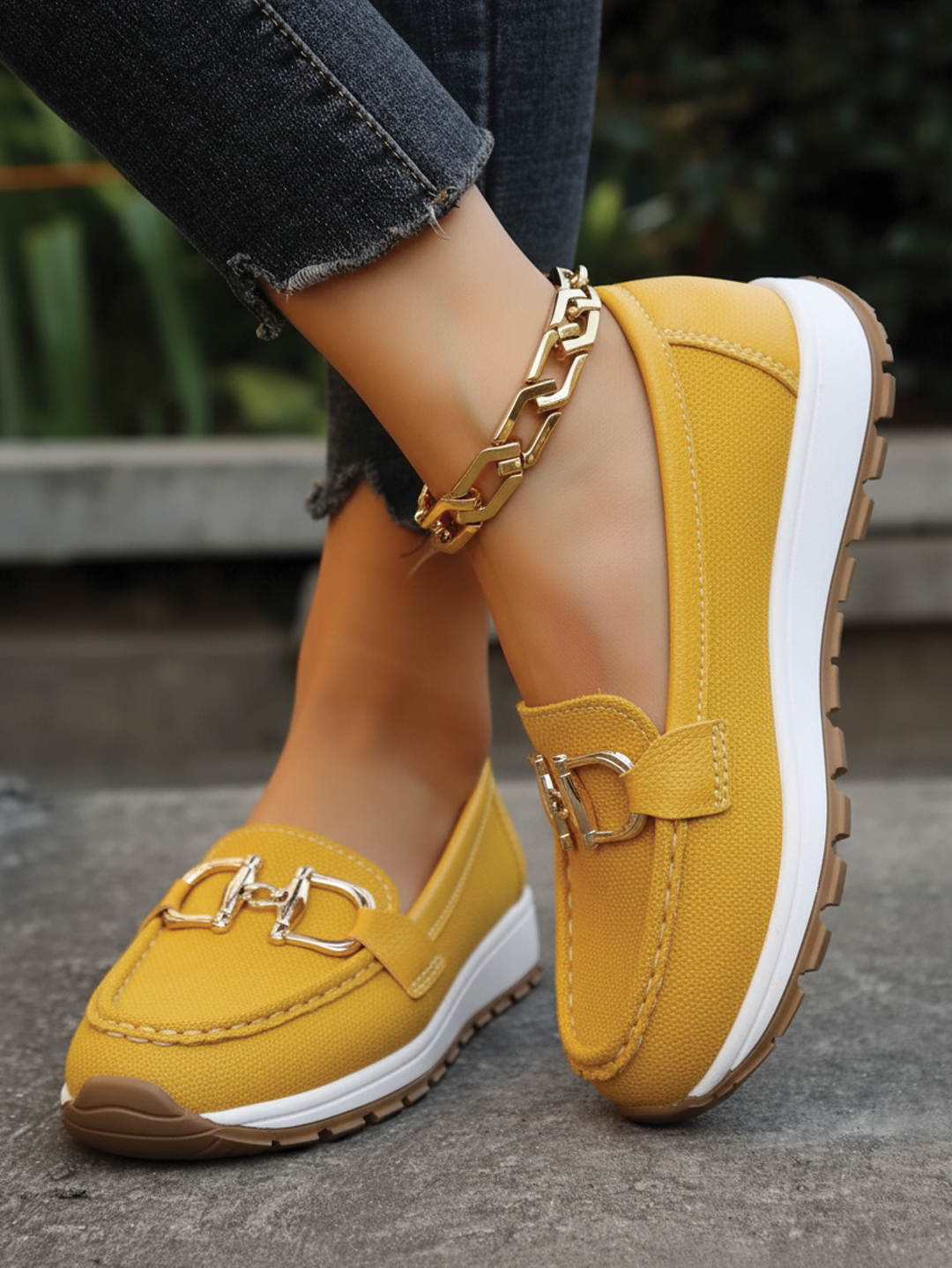 Jessica | Women’s Classic Slip-On Loafers with Chain Buckle