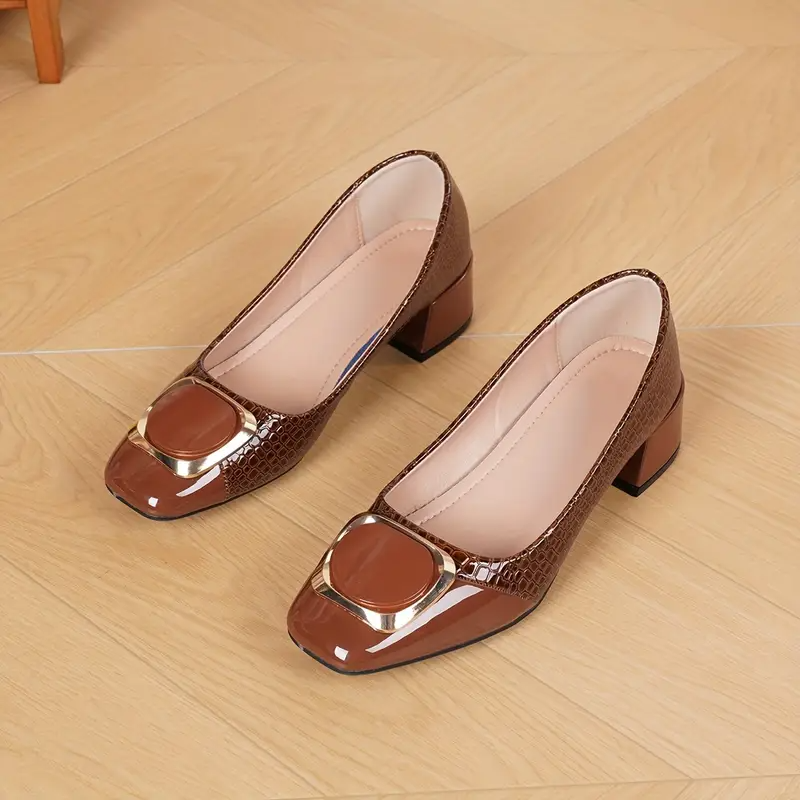 Gabriela | Women’s Elegant Brown Heels with Buckle Detail