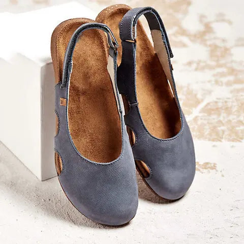 Women’s Blue Slingback Ballet Flats – Closed Toe Comfort Casual Shoes for Summer Everyday Wear