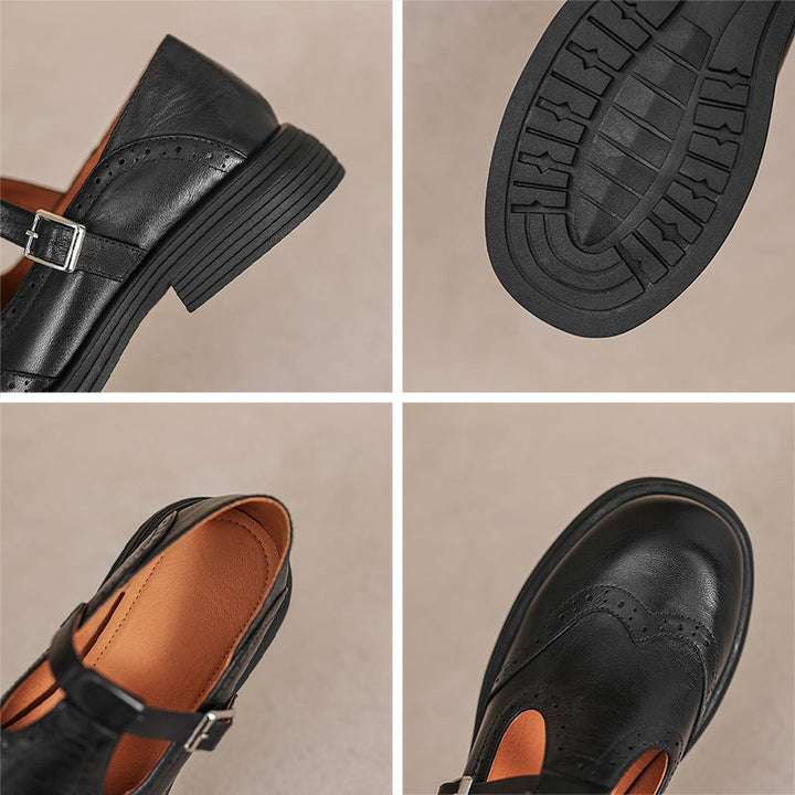 Women’s Brown Mary Jane Loafers – Buckle Strap Comfort Walking Shoes for Casual Everyday Wear