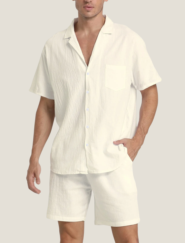 Men's Relaxed Short Sleeve Pocket Shirt and Shorts Set