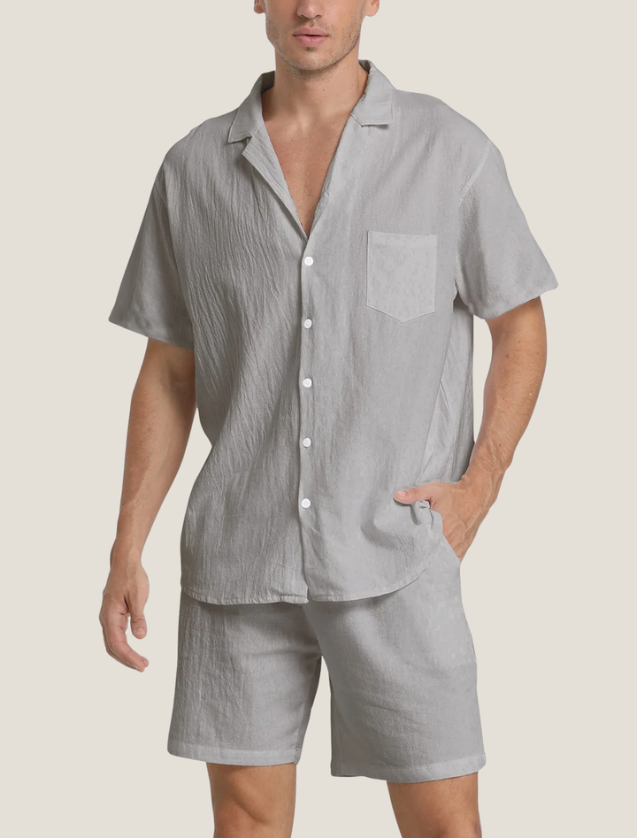 Men's Relaxed Short Sleeve Pocket Shirt and Shorts Set