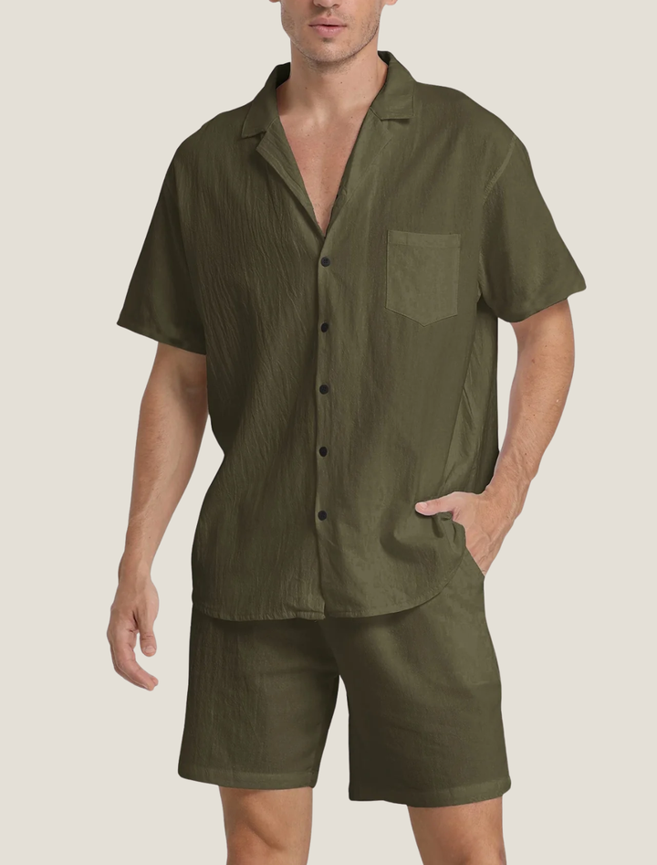 Men's Relaxed Short Sleeve Pocket Shirt and Shorts Set