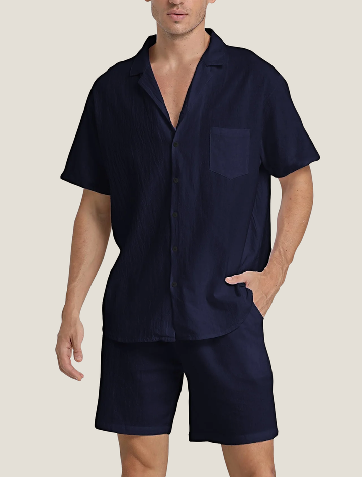 Men's Relaxed Short Sleeve Pocket Shirt and Shorts Set