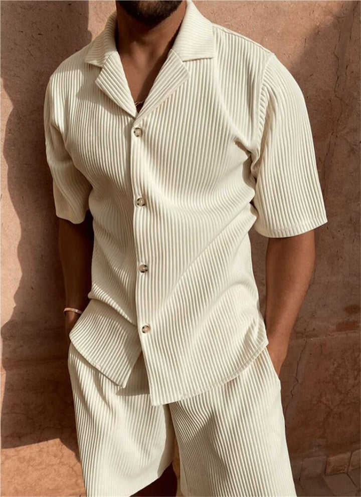 Alfie | Men’s Casual Button-Up Shirt Shorts Two Piece Set