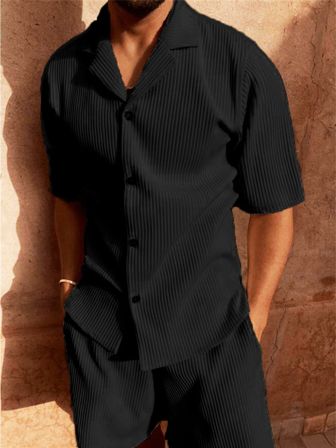 Alfie | Men’s Casual Button-Up Shirt Shorts Two Piece Set