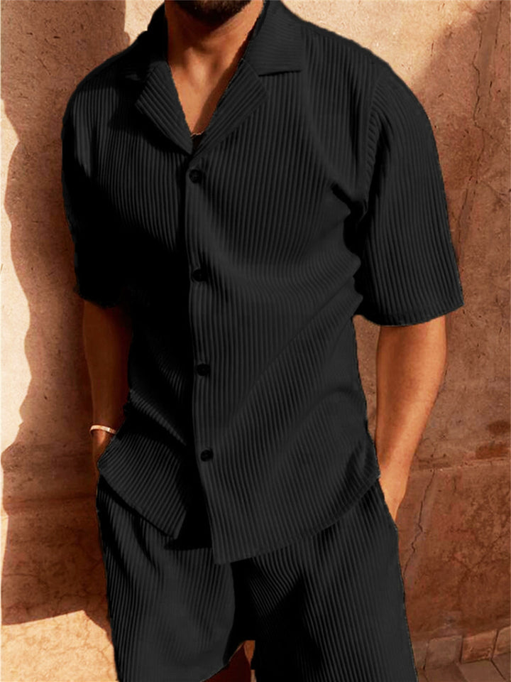 Alfie | Men’s Casual Button-Up Shirt Shorts Two Piece Set