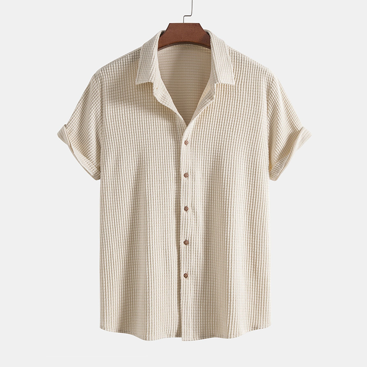 Tommy | Men’s Casual Button-Up Shirt Shorts Two Piece Set with Drawstring