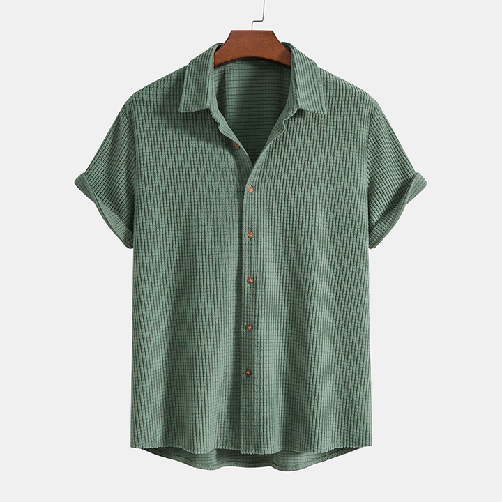 Tommy | Men’s Casual Button-Up Shirt Shorts Two Piece Set with Drawstring