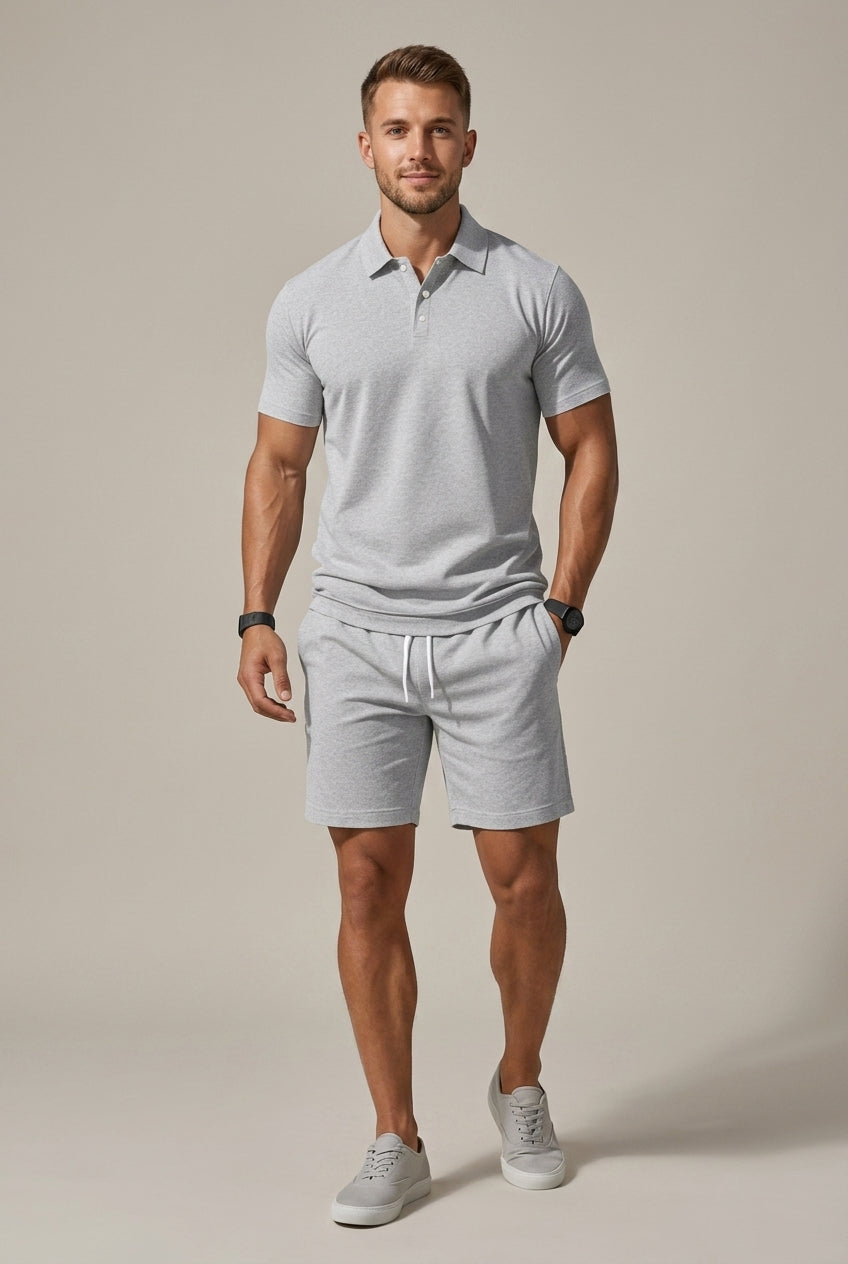 Men's Classic Short Sleeve Shirt and Drawstring Shorts Set