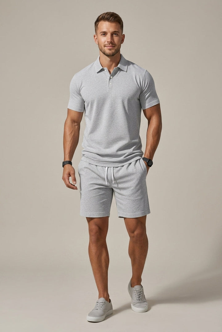 Men's Classic Short Sleeve Shirt and Drawstring Shorts Set