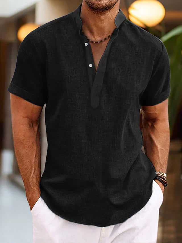 Leo | Men’s Summer Henley Short Sleeve Shirt with Button Placket